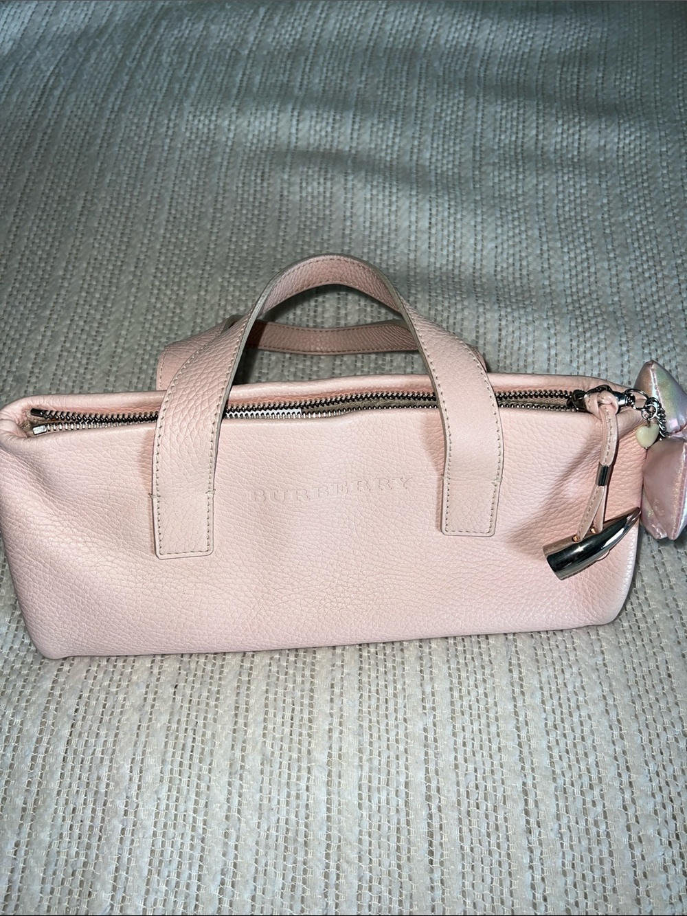 Burberry Light Pink Mini Top-Handle Leather Bag